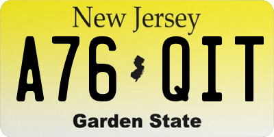 NJ license plate A76QIT