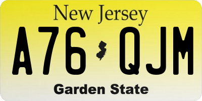 NJ license plate A76QJM