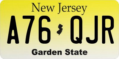NJ license plate A76QJR