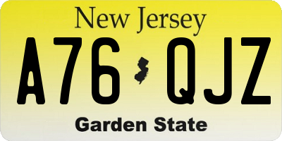 NJ license plate A76QJZ