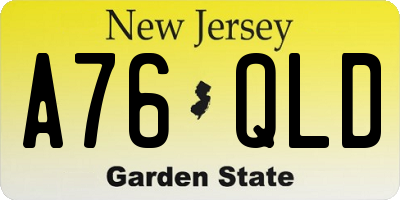 NJ license plate A76QLD