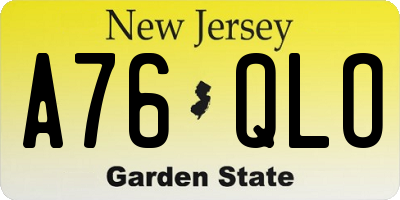 NJ license plate A76QLO
