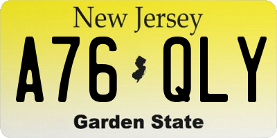 NJ license plate A76QLY