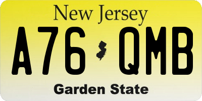 NJ license plate A76QMB