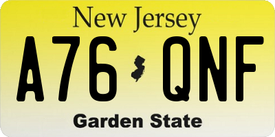 NJ license plate A76QNF