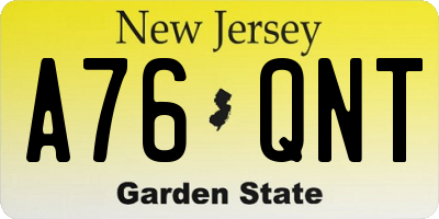 NJ license plate A76QNT