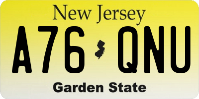NJ license plate A76QNU
