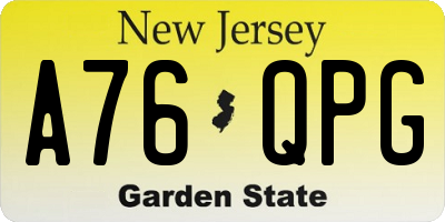 NJ license plate A76QPG