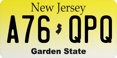 NJ license plate A76QPQ