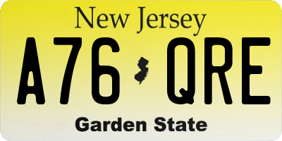 NJ license plate A76QRE