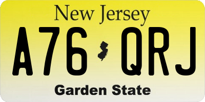 NJ license plate A76QRJ
