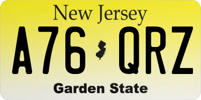 NJ license plate A76QRZ