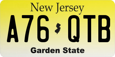 NJ license plate A76QTB
