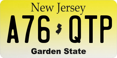 NJ license plate A76QTP