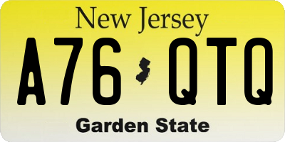NJ license plate A76QTQ