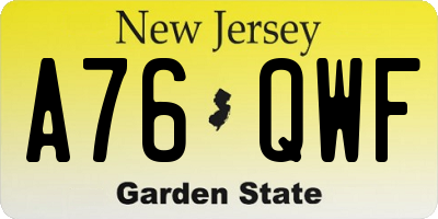 NJ license plate A76QWF