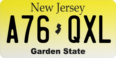 NJ license plate A76QXL