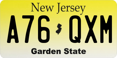NJ license plate A76QXM