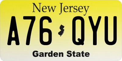 NJ license plate A76QYU