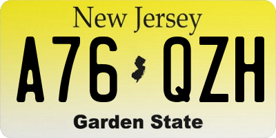 NJ license plate A76QZH