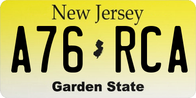 NJ license plate A76RCA