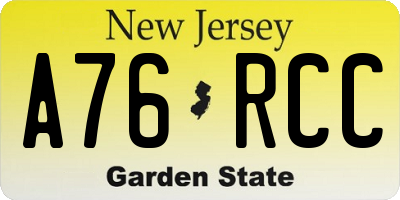NJ license plate A76RCC