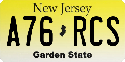 NJ license plate A76RCS