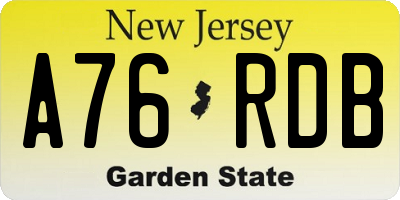 NJ license plate A76RDB