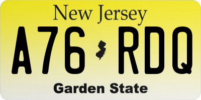 NJ license plate A76RDQ