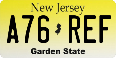 NJ license plate A76REF