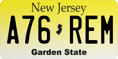 NJ license plate A76REM