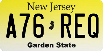 NJ license plate A76REQ