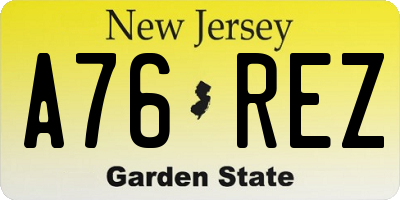 NJ license plate A76REZ