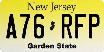 NJ license plate A76RFP