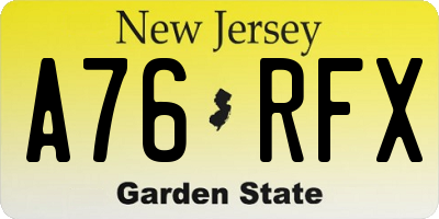 NJ license plate A76RFX