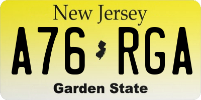 NJ license plate A76RGA