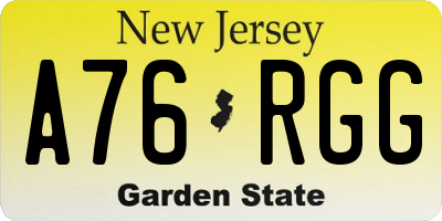 NJ license plate A76RGG