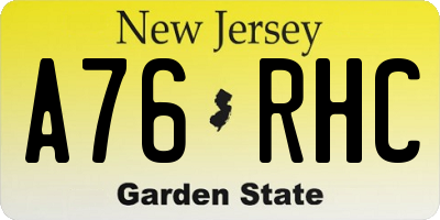 NJ license plate A76RHC