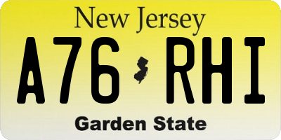 NJ license plate A76RHI