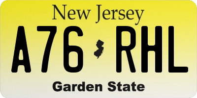 NJ license plate A76RHL