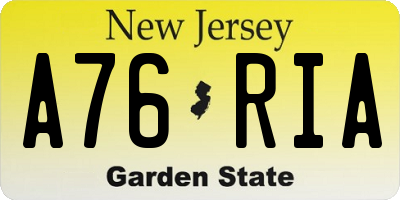 NJ license plate A76RIA