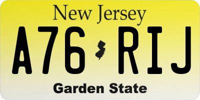NJ license plate A76RIJ