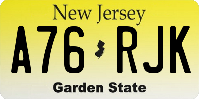 NJ license plate A76RJK