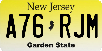 NJ license plate A76RJM