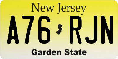 NJ license plate A76RJN