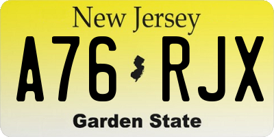 NJ license plate A76RJX