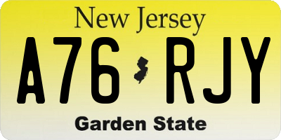 NJ license plate A76RJY