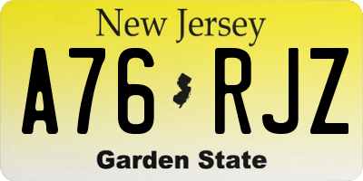 NJ license plate A76RJZ
