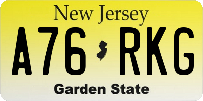 NJ license plate A76RKG