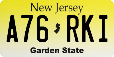 NJ license plate A76RKI